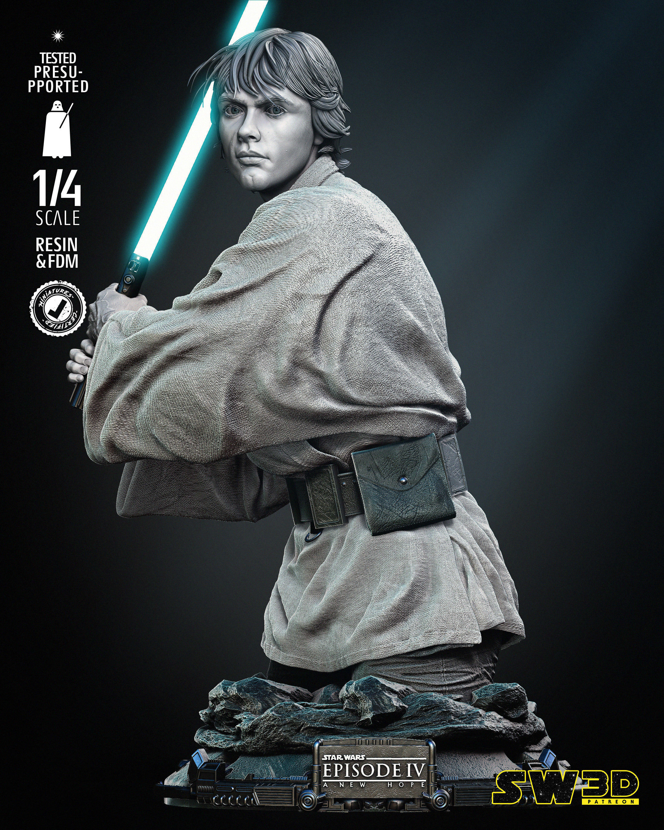 STAR WARS Luke New Hope Bust 3D print model_45