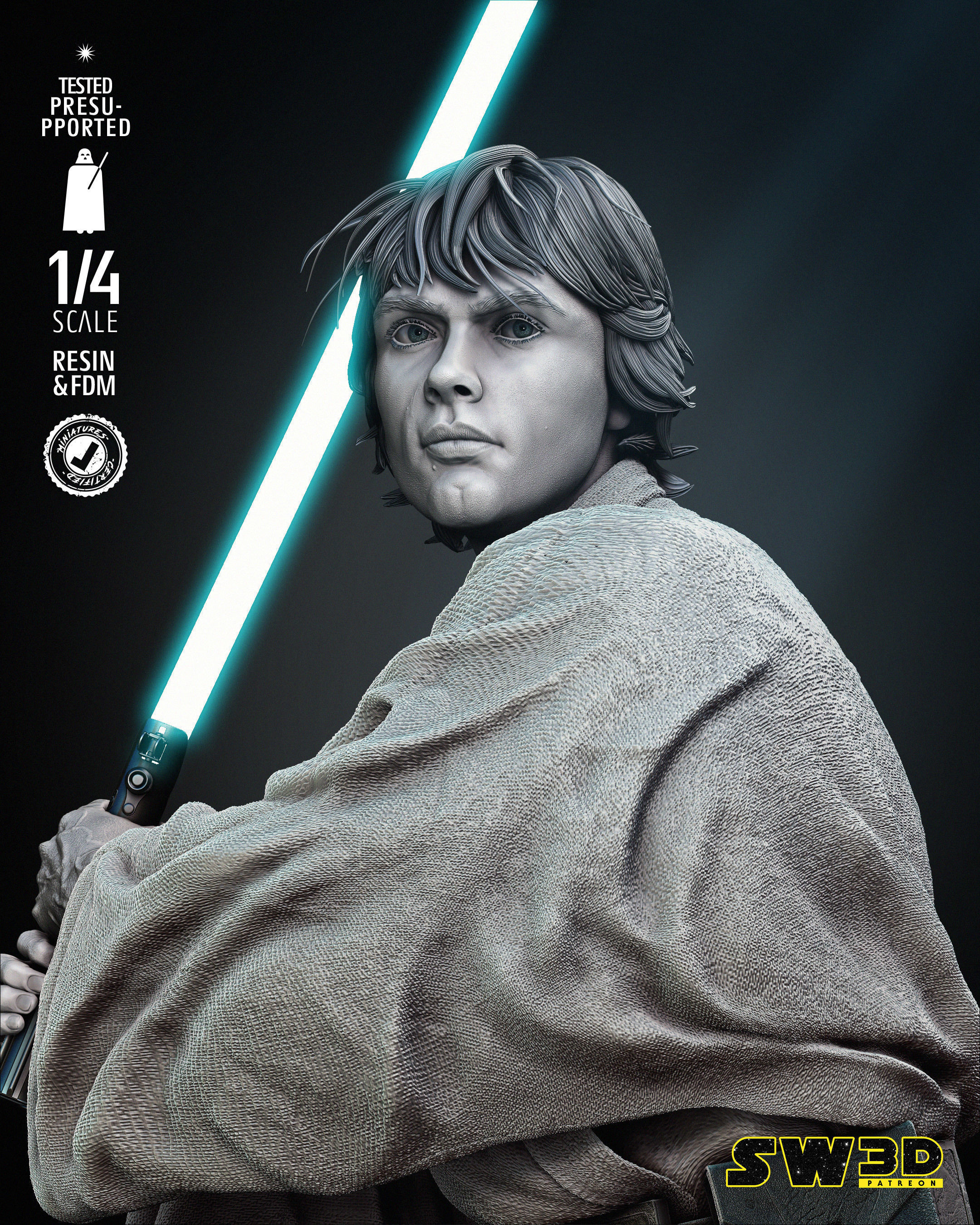 STAR WARS Luke New Hope Bust 3D print model_8