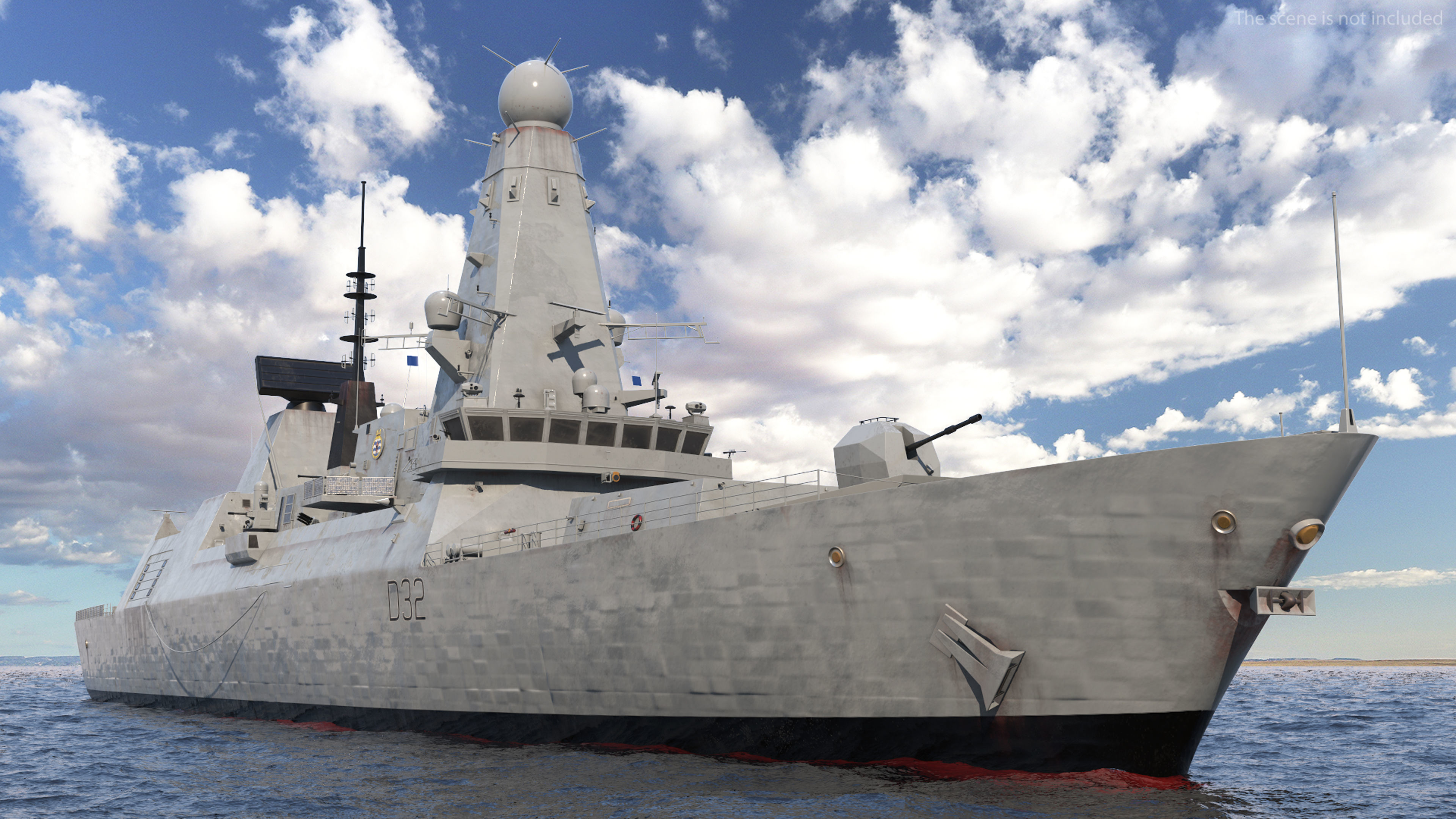 Royal Navy Type 45 Destroyer Rigged for Maya 3D model