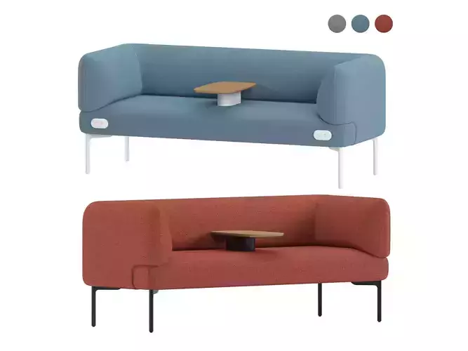 Haworth Cabana Sofa S9C2-0 With Integrated Table 3D model