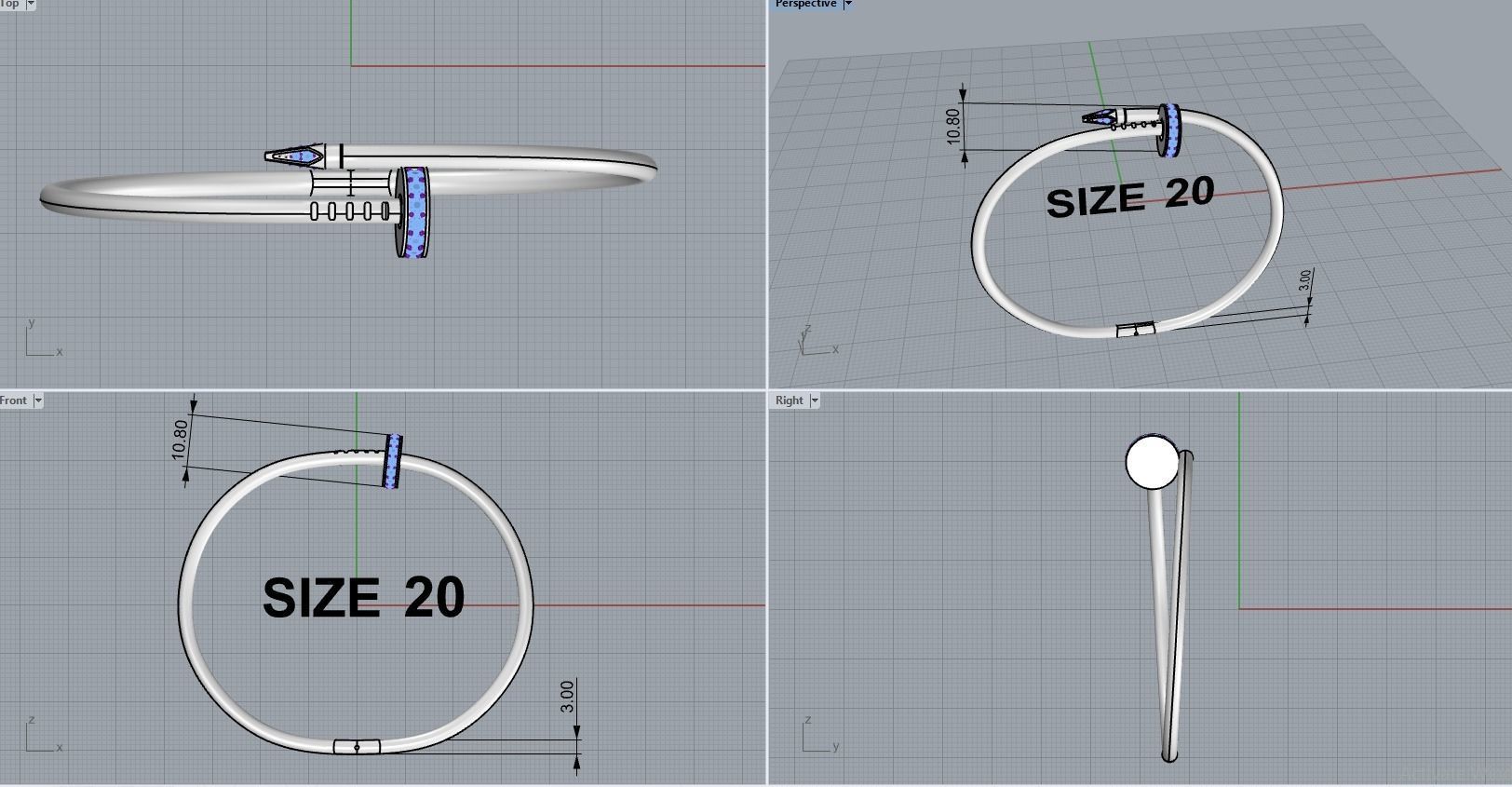 Bracelet Size 20 Just Un Clou 3D print model_6