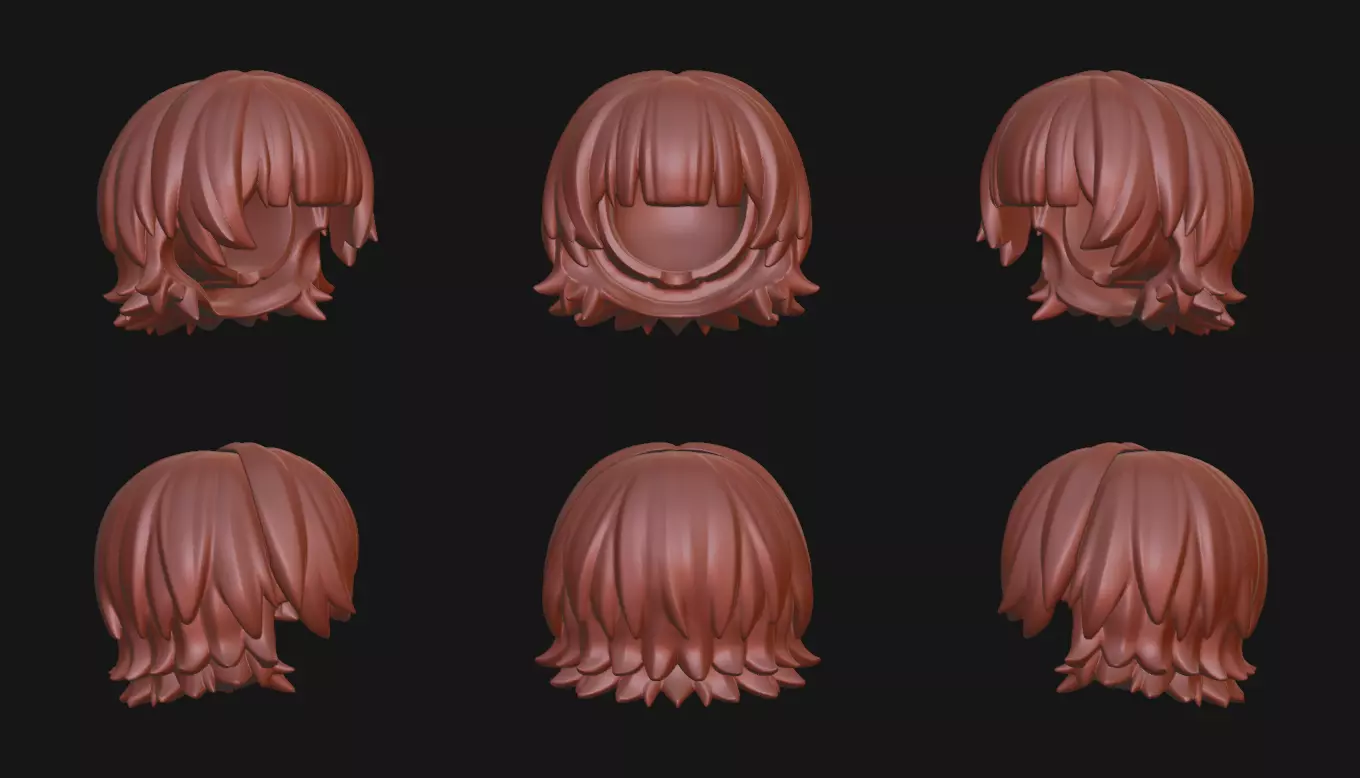 Nendoroid hair custom high quaility blue look character 3D print model