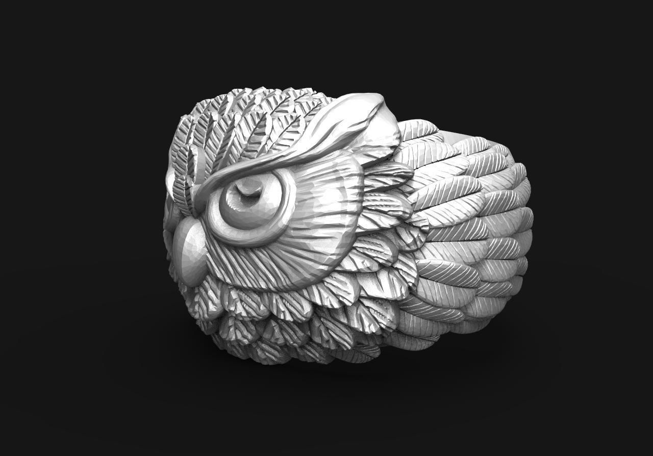 Owl ring 3d model 3D print model_1