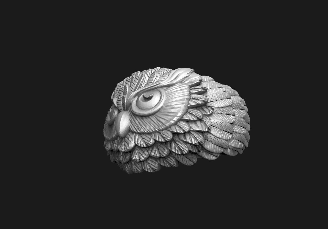 Owl ring 3d model 3D print model_5