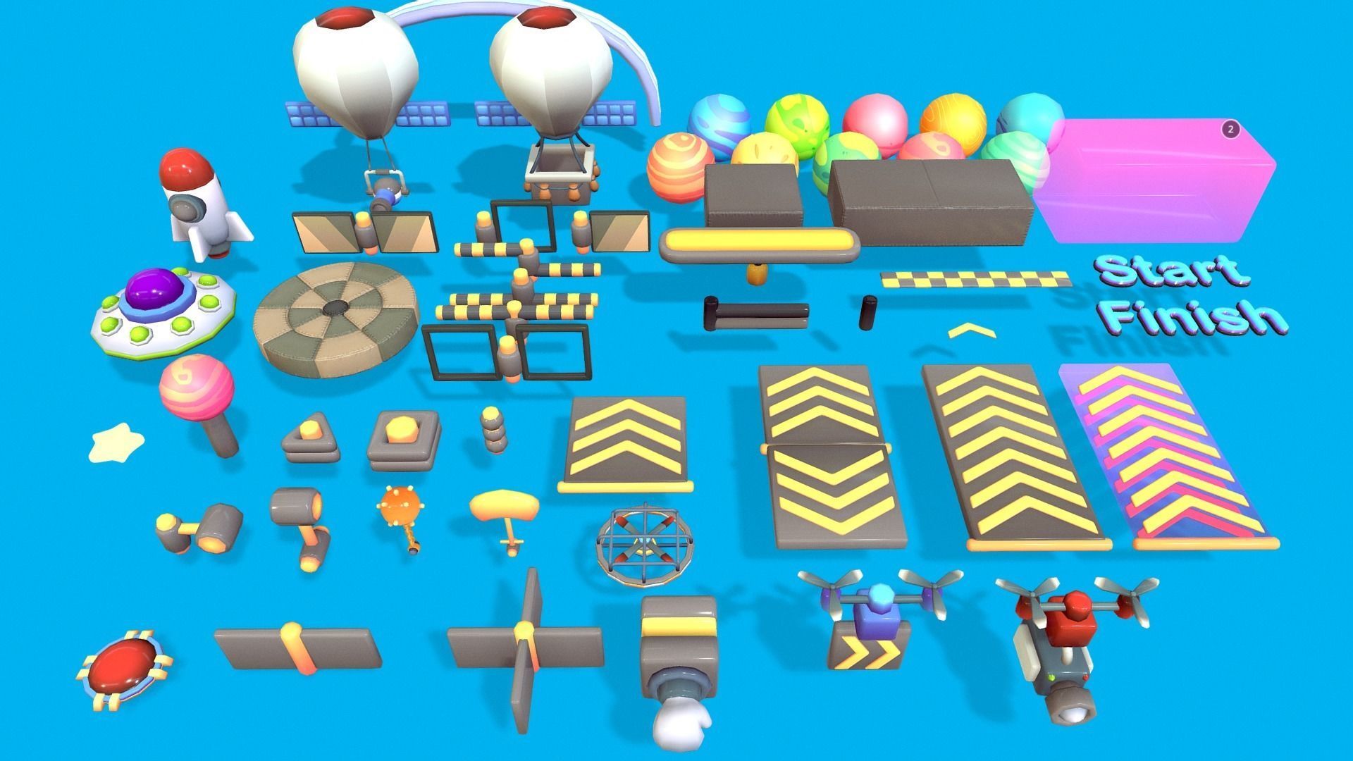 Cute Platformer Asset Pack - Space Low-poly 3D model_5