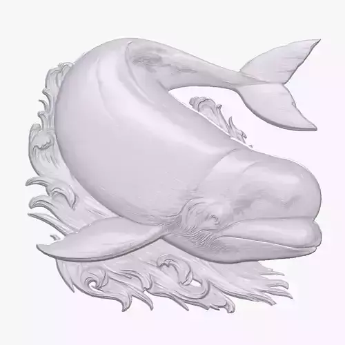 Beluga Whale 2 basrelief for 3D printing 3D print model
