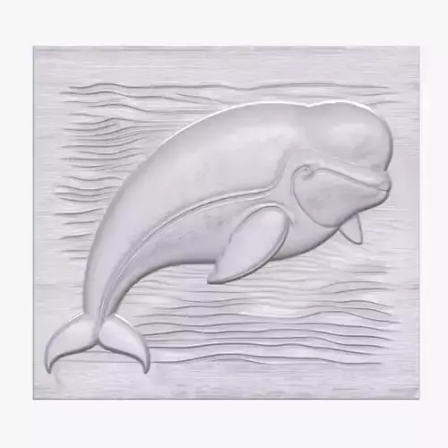 Beluga Whale 4 basrelief for 3D printing 3D print model