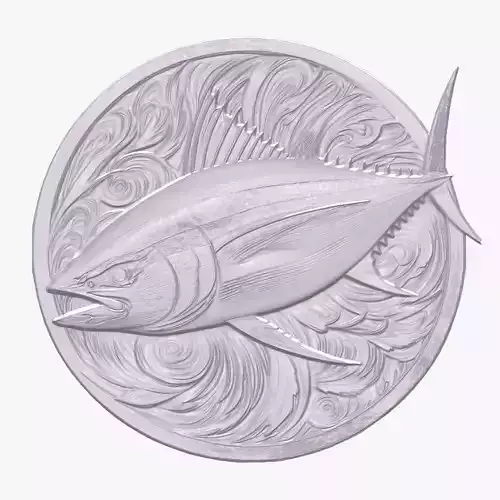 Bluefin Tuna 3 basrelief for 3D printing