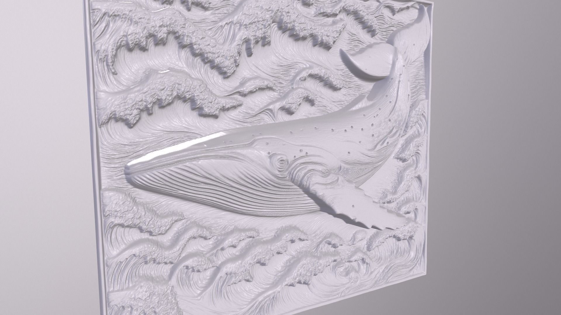 Blue Whale 1 basrelief for 3D printing 3D print model_4