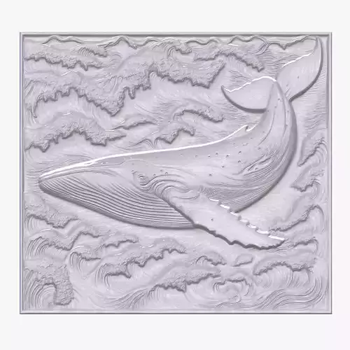 Blue Whale 1 basrelief for 3D printing