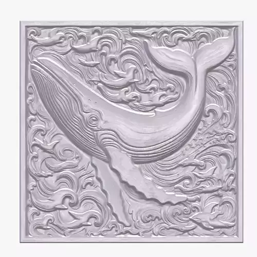 Blue Whale 2 basrelief for 3D printing