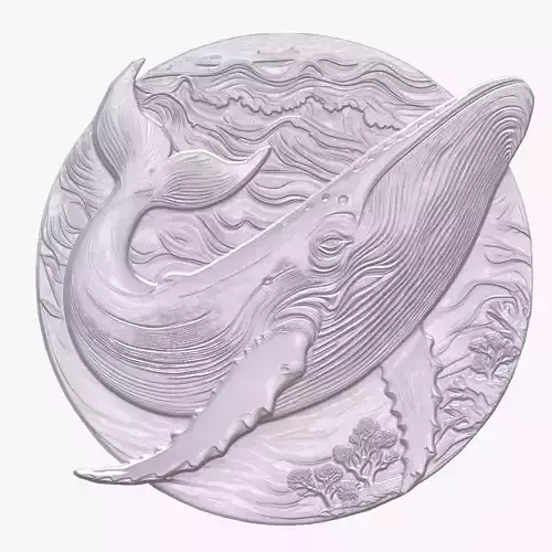 Blue Whale 3 basrelief for 3D printing