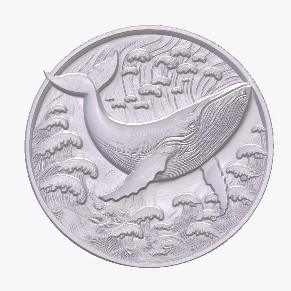 Blue Whale 4 basrelief for 3D printing 3D print model_0