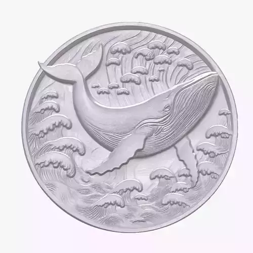 Blue Whale 4 basrelief for 3D printing