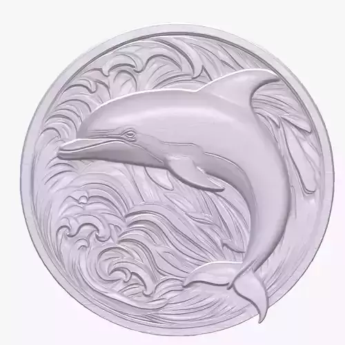 Bottle Nose Dolphin 1 basrelief for 3D printing