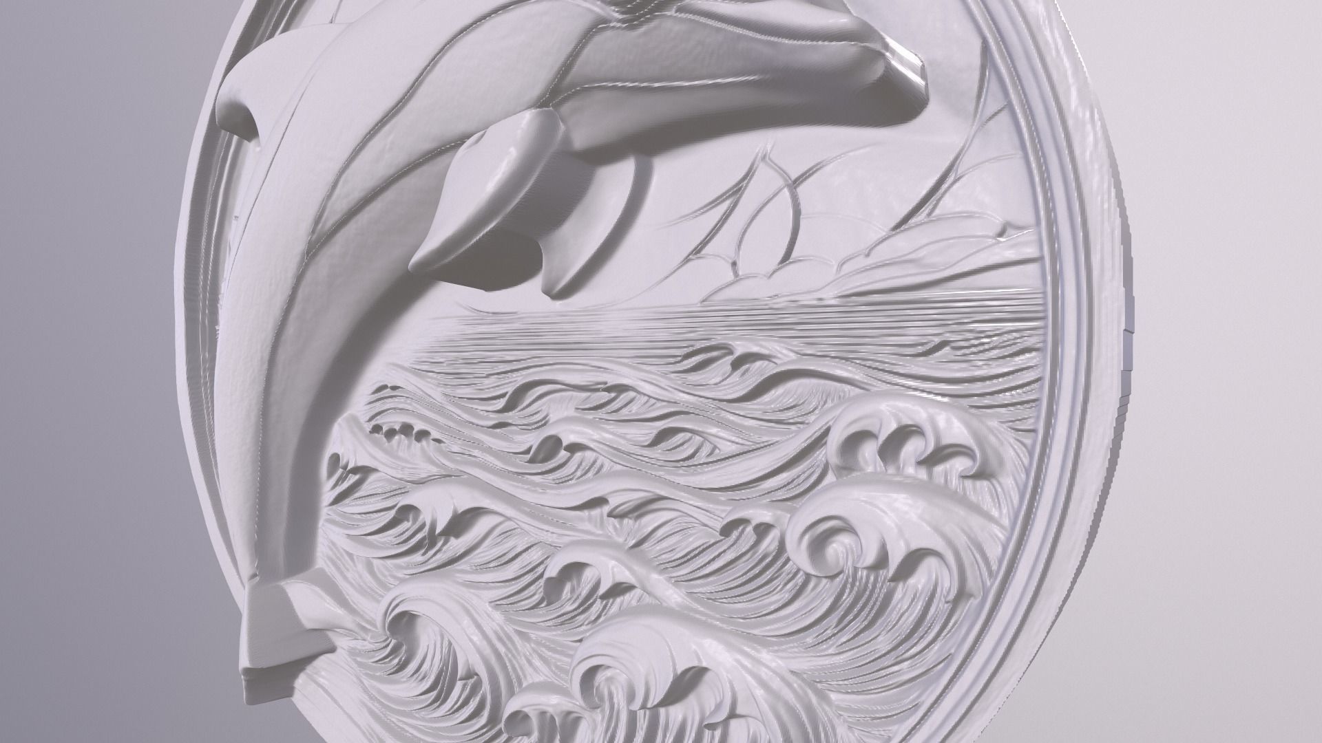 Bottle Nose Dolphin 2 basrelief for 3D printing 3D print model_3