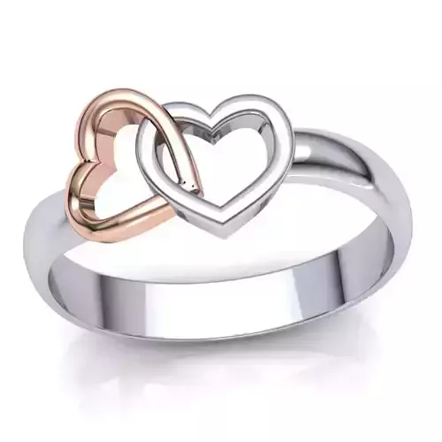 Printable jewelry engagement ring two heart STL 5-10 US sizes