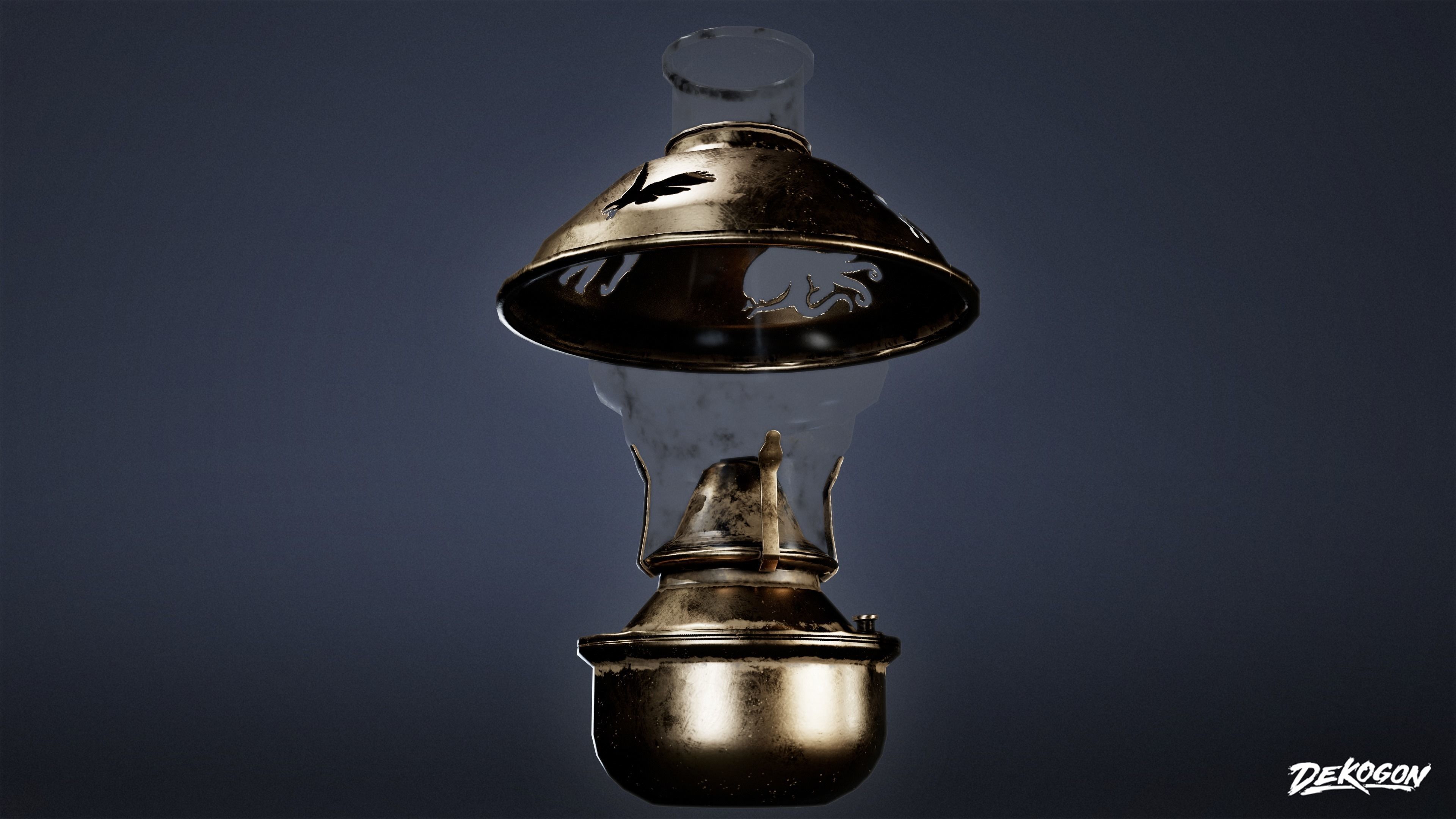 ATTIC - Oil Lamp 01 - LOW POLY Low-poly 3D model_3