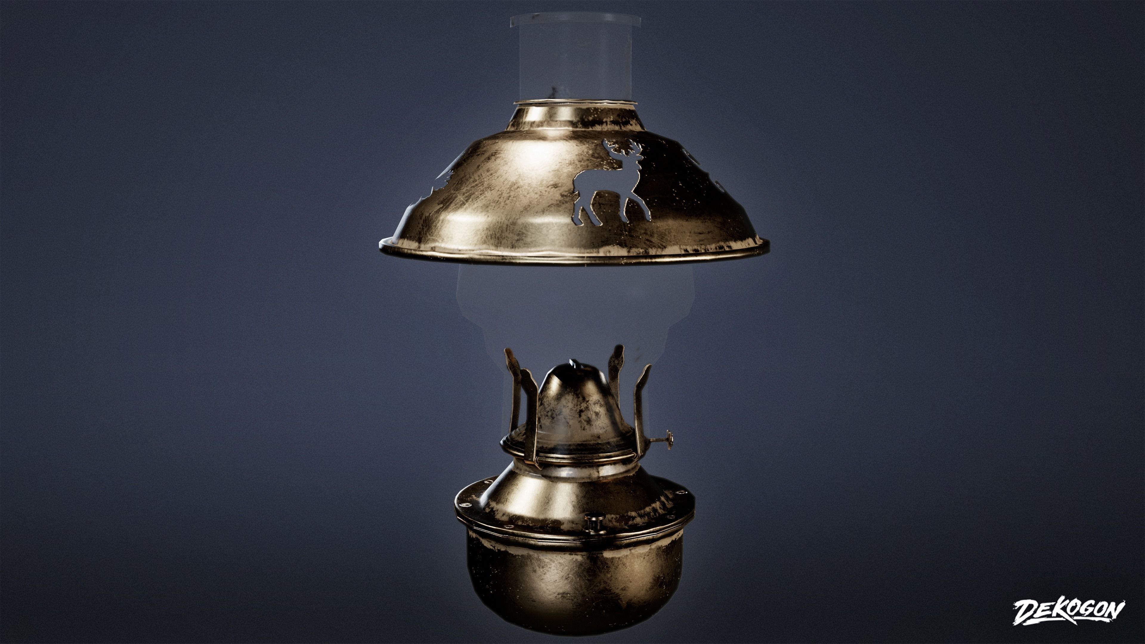 ATTIC - Oil Lamp 01 - LOW POLY Low-poly 3D model_1