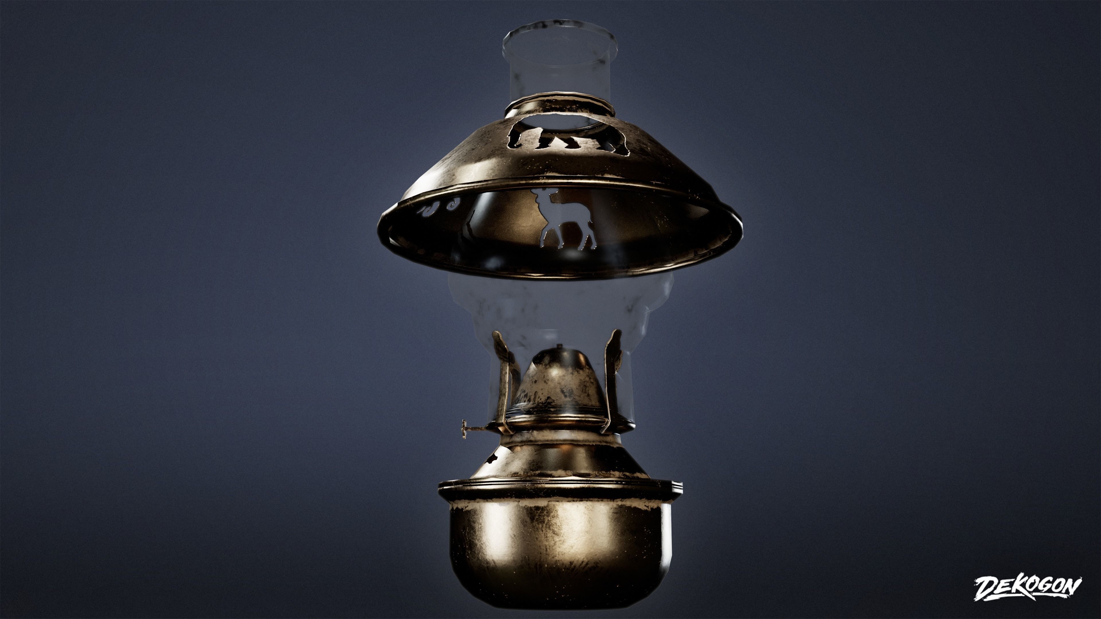 ATTIC - Oil Lamp 01 - LOW POLY Low-poly 3D model_4