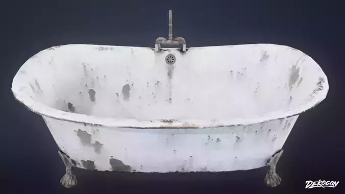 ATTIC - Old Bath Tub 01 - LOW POLY