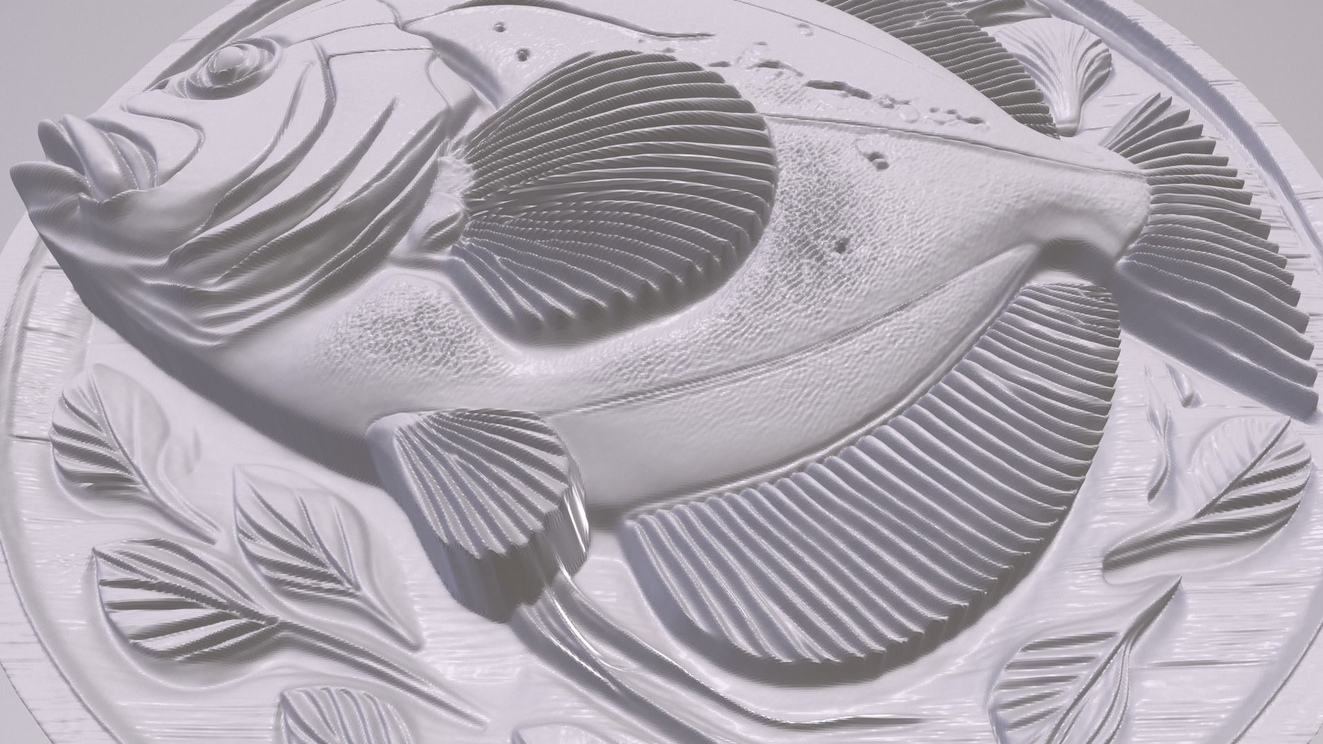 Flounder Fish 1 basrelief for 3D printing 3D print model_2