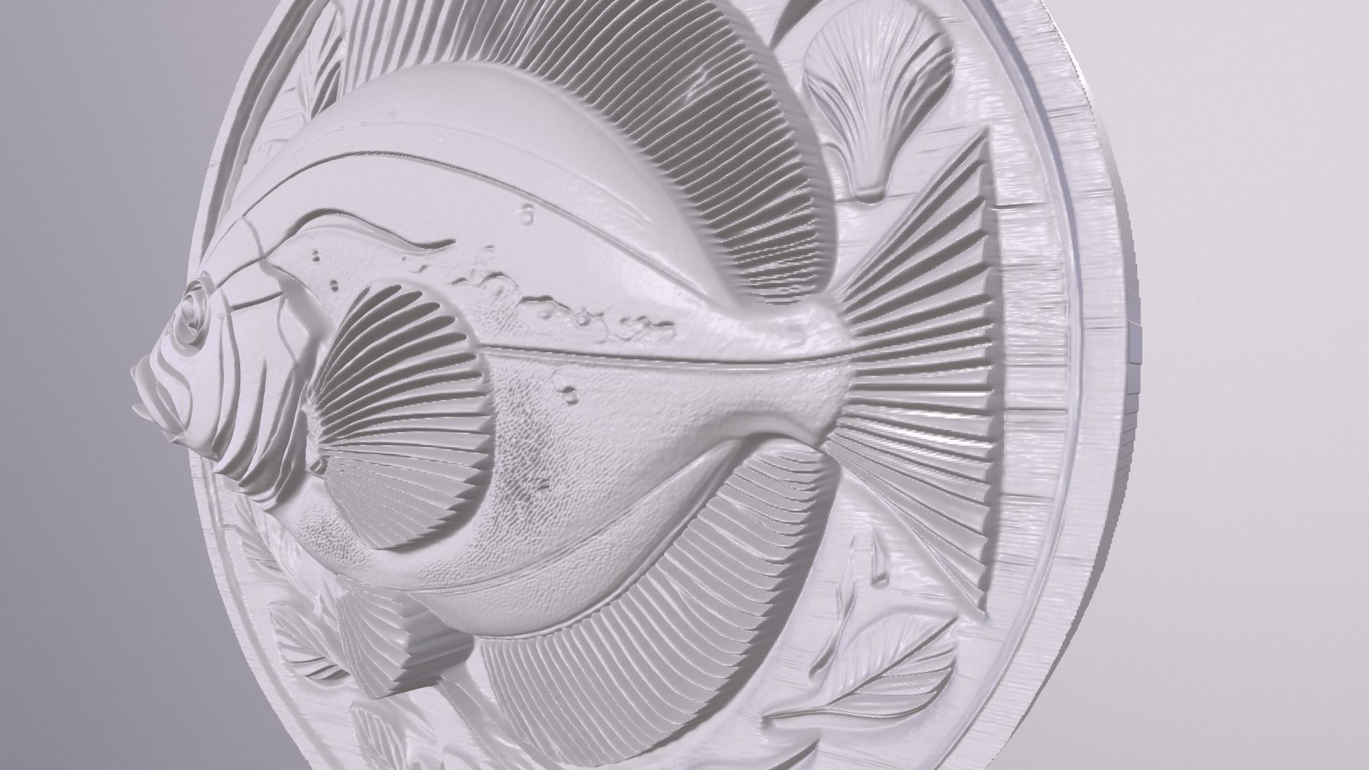 Flounder Fish 1 basrelief for 3D printing 3D print model_3
