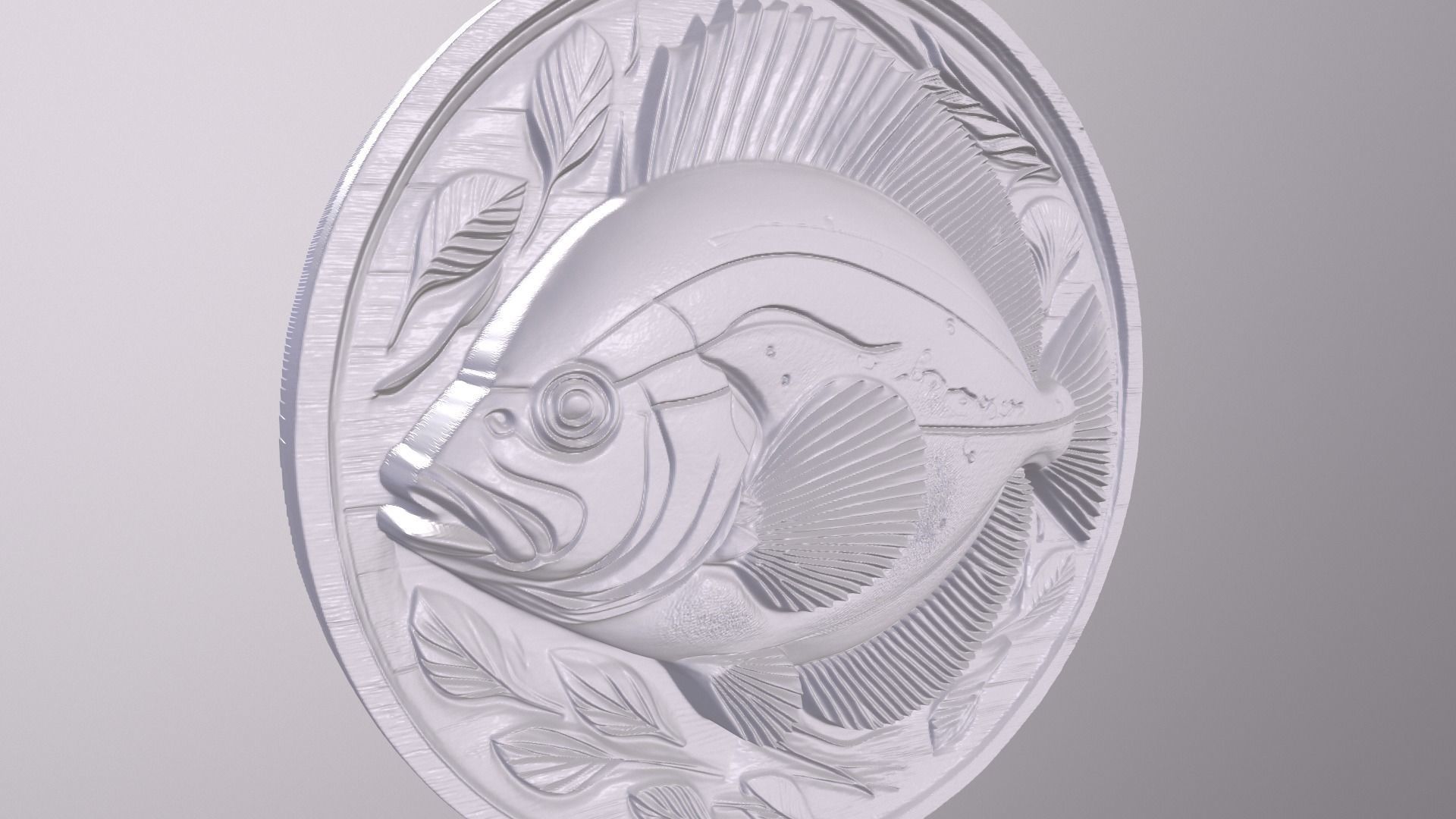 Flounder Fish 1 basrelief for 3D printing 3D print model_4