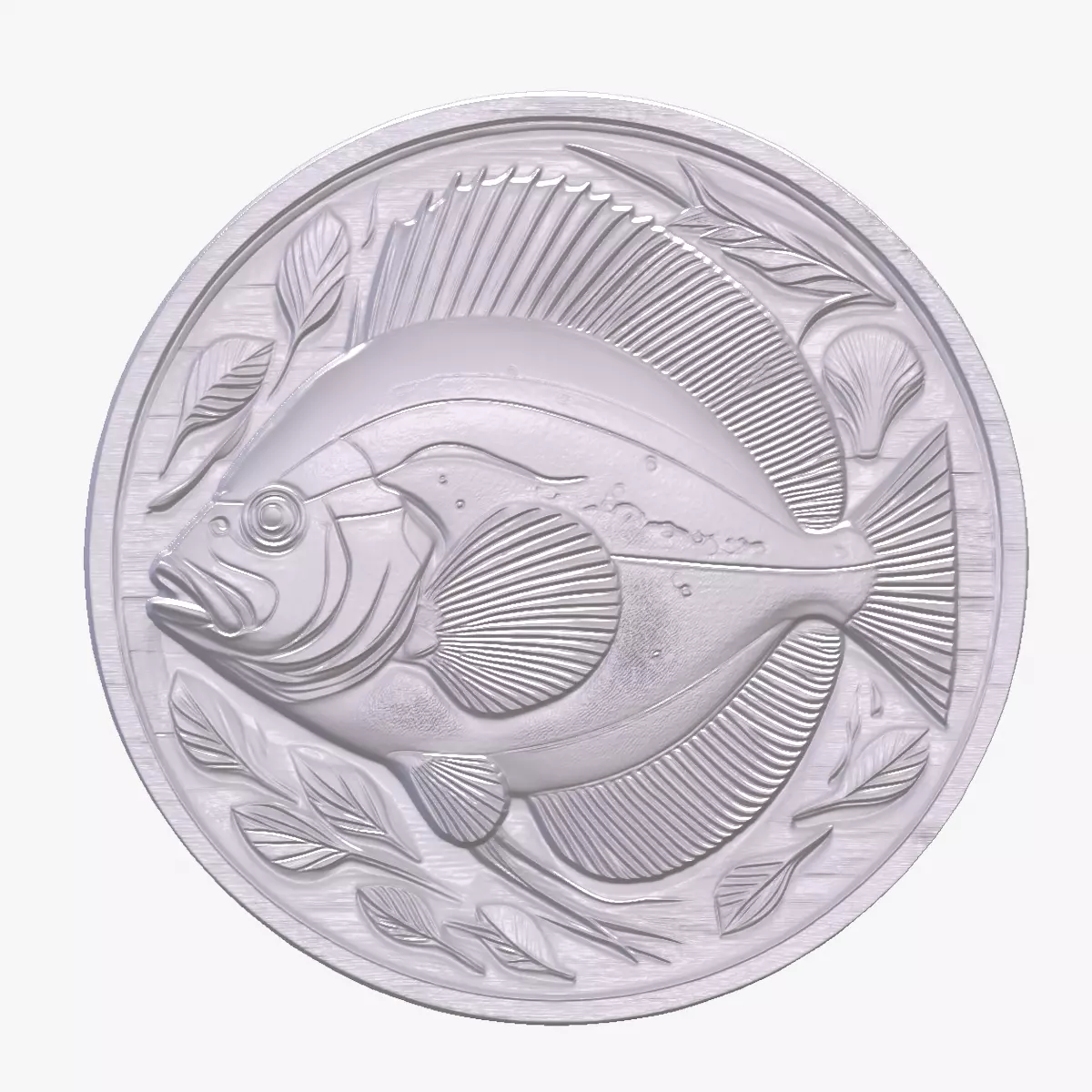 Flounder Fish 1 basrelief for 3D printing 3D print model_0