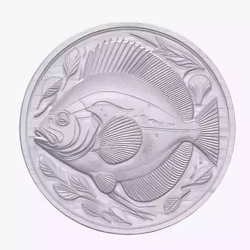 Flounder Fish 1 basrelief for 3D printing