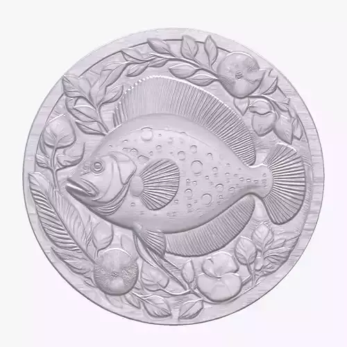 Flounder Fish 2 basrelief for 3D printing