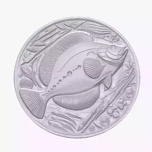 Flounder Fish 3 basrelief for 3D printing
