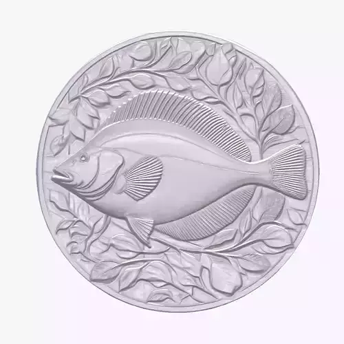 Flounder Fish 4 basrelief for 3D printing