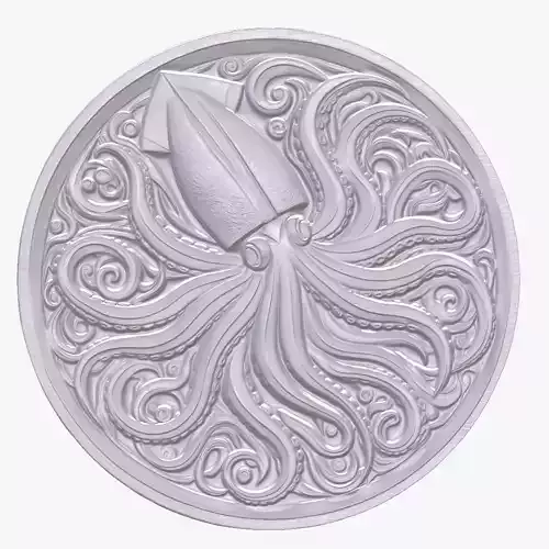 Giant Squid 1 basrelief for 3D printing