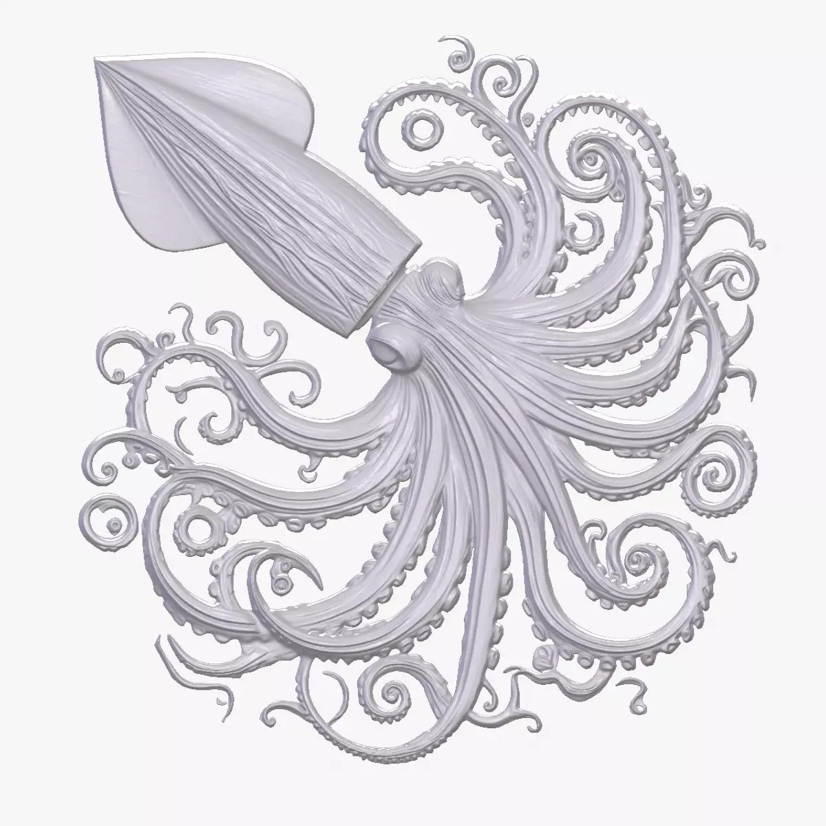 Giant Squid 5 basrelief for 3D printing 3D print model
