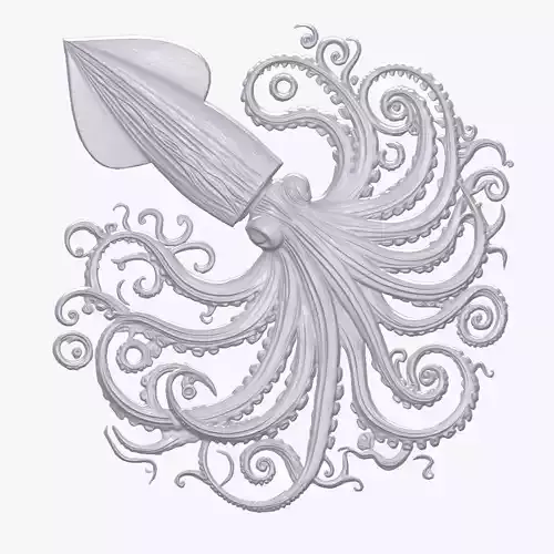 Giant Squid 5 basrelief for 3D printing