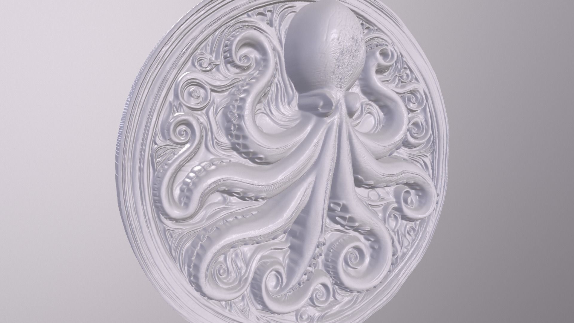 Octopus 2 basrelief for 3D printing 3D print model_4