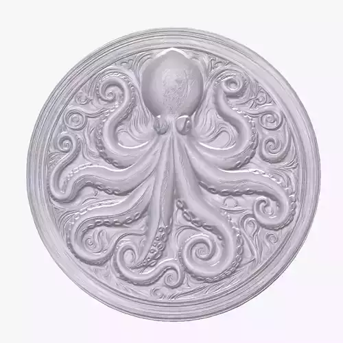 Octopus 2 basrelief for 3D printing