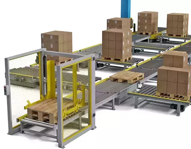 Automated logistics packaging production line 3D model