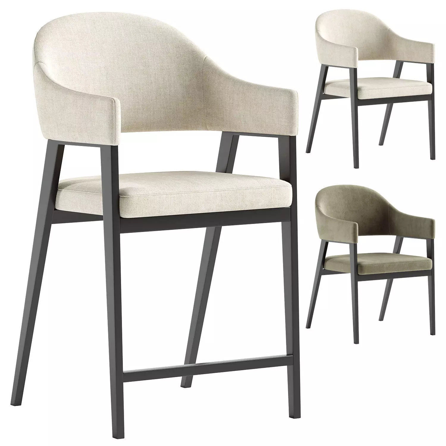 Adele Counter Stool and Adele Dining Chair 3D model_0