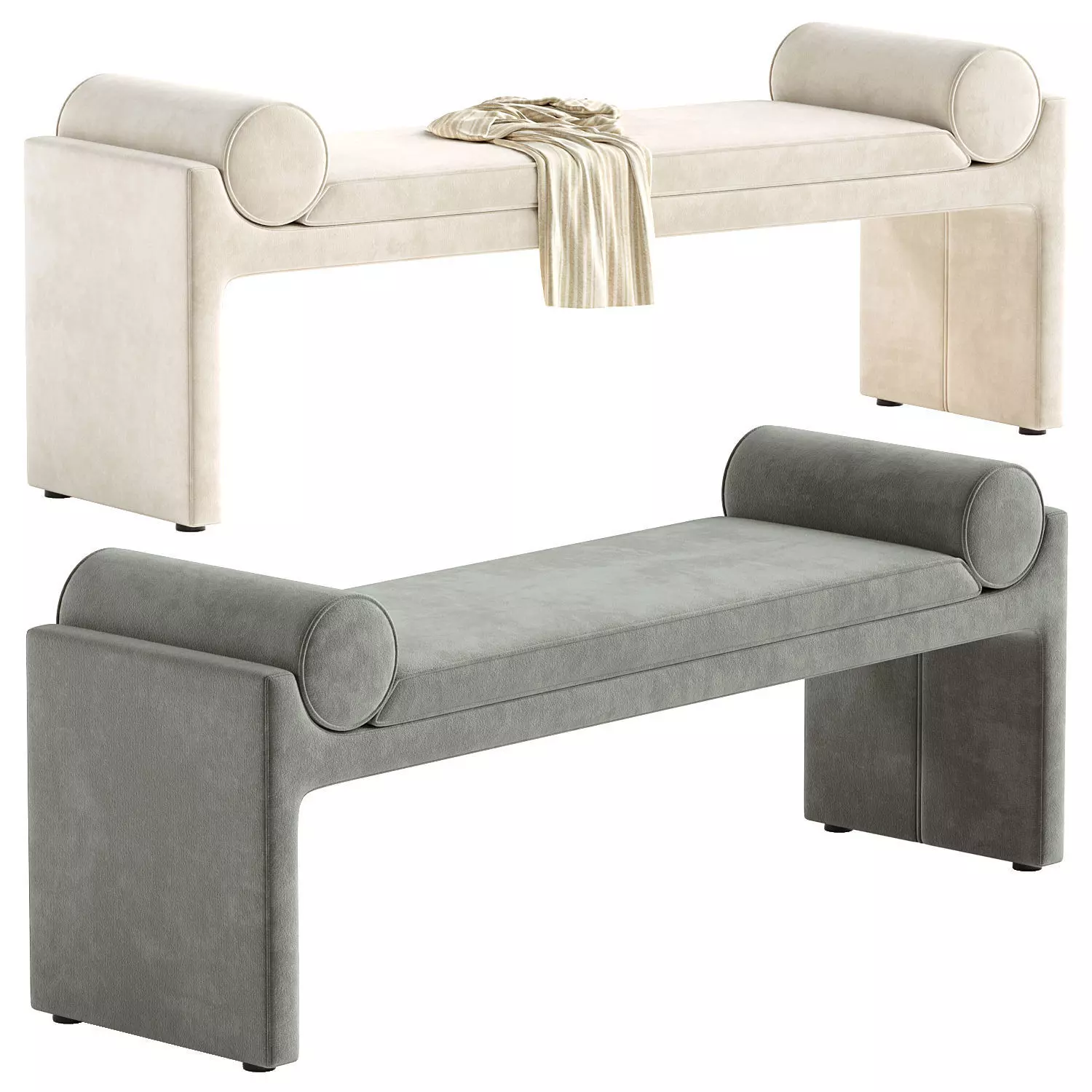 Vesta Ingrid Upholstered Bench 3D model_0