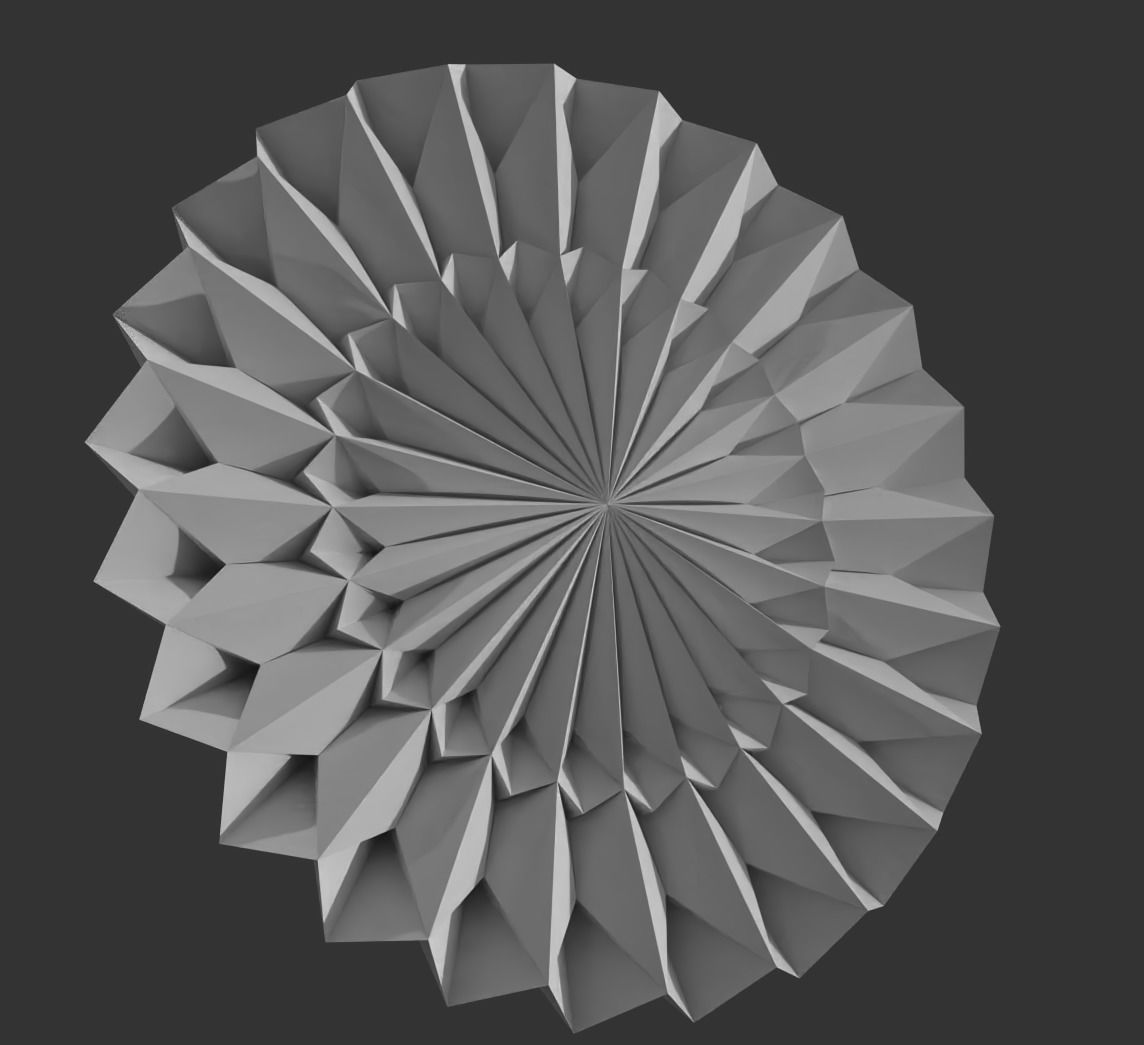 Geometric Globe Amaranth Flower - Abstract Low Poly 3D print model_1