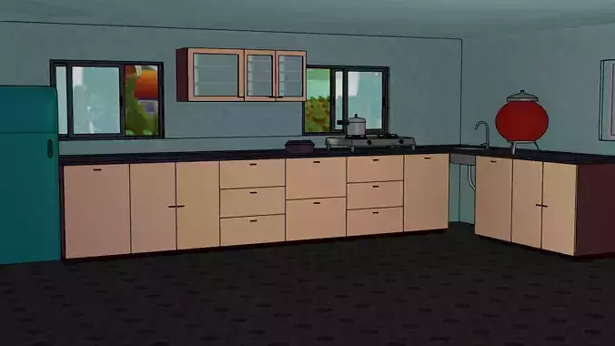 Kitchen Line Art Scene