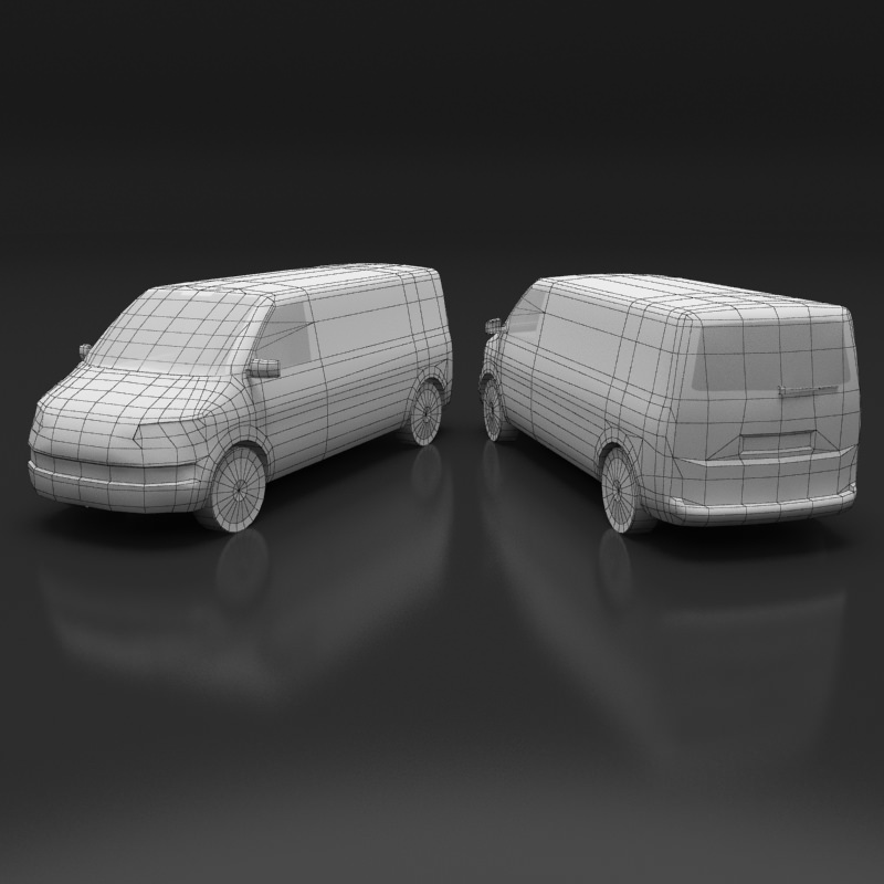 Volkswagen Transporter T5 Van Low-poly 3D model_10