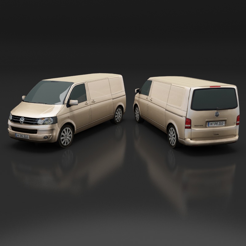Volkswagen Transporter T5 Van Low-poly 3D model_6