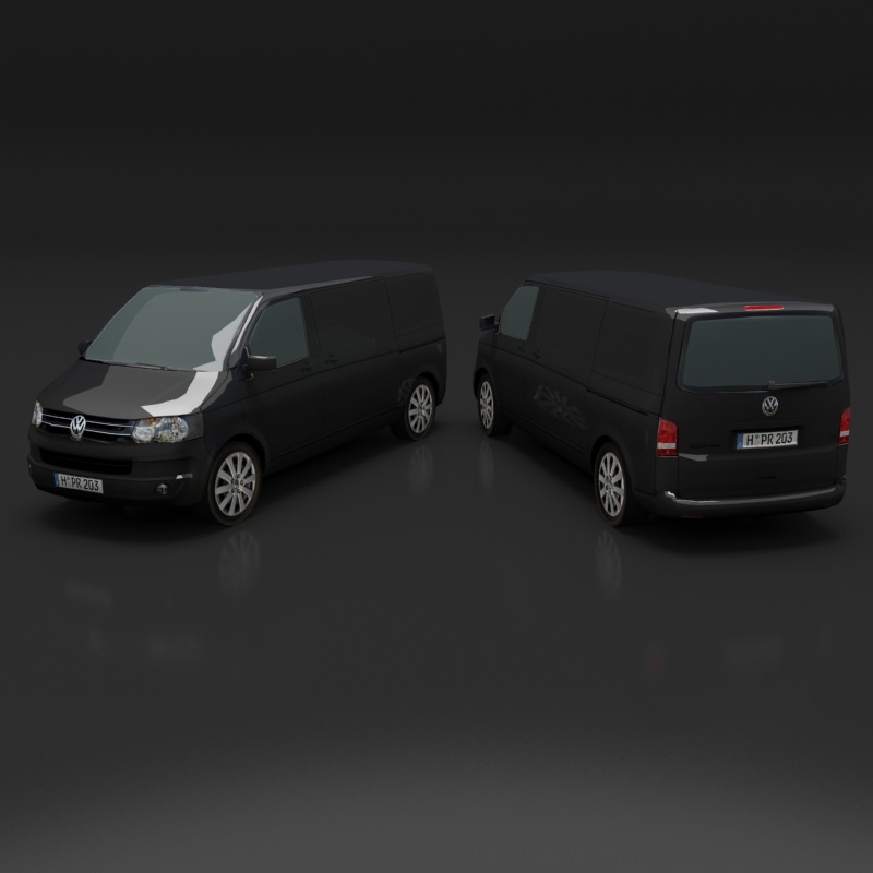 Volkswagen Transporter T5 Van Low-poly 3D model_8