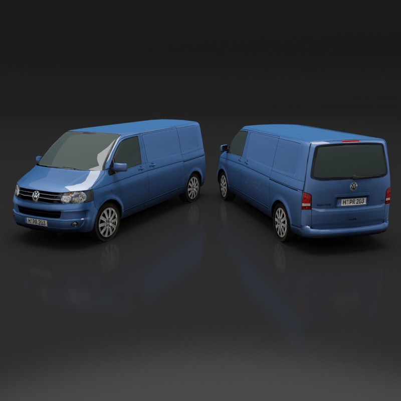 Volkswagen Transporter T5 Van Low-poly 3D model_7