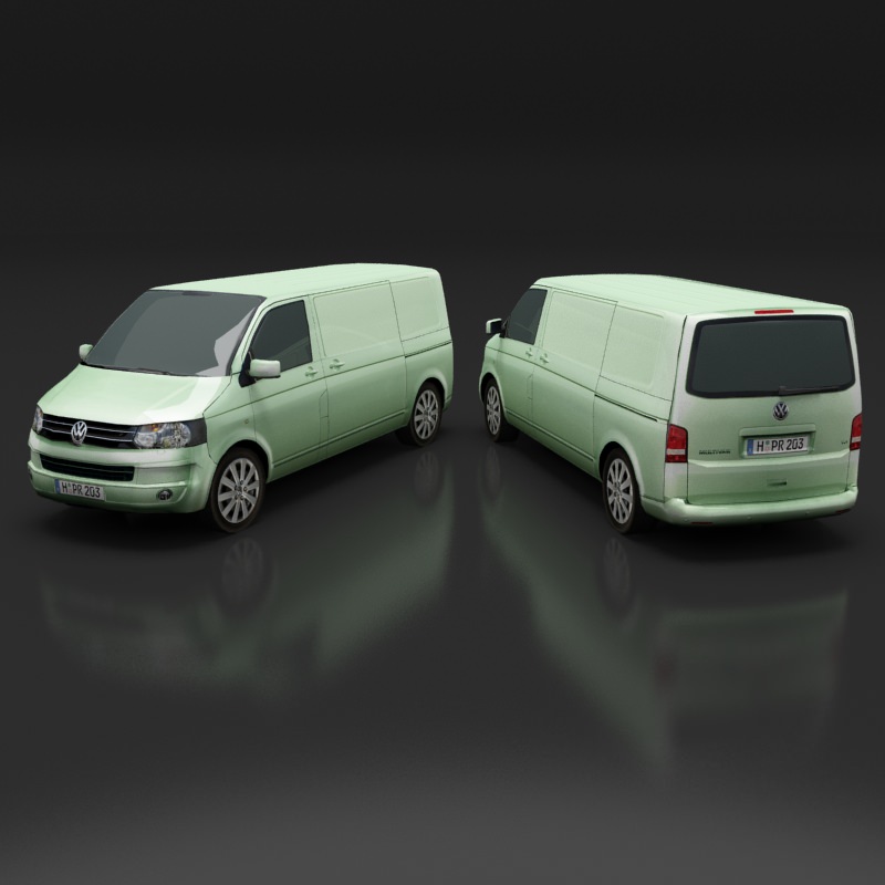 Volkswagen Transporter T5 Van Low-poly 3D model_9