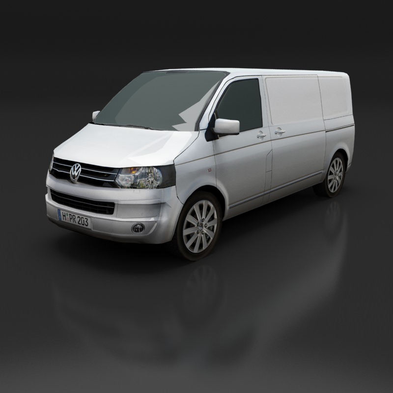 Volkswagen Transporter T5 Van Low-poly 3D model_1