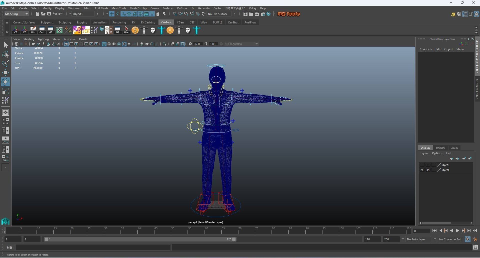 Realistic binding male staff Low-poly 3D model_21